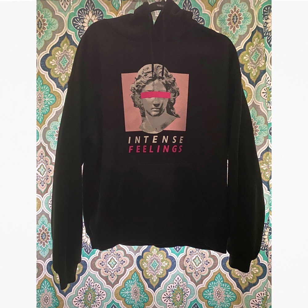 Graphic Kangaroo Pocket Drop Shoulder Drawstring Hoodie Hot Topic Women’s L